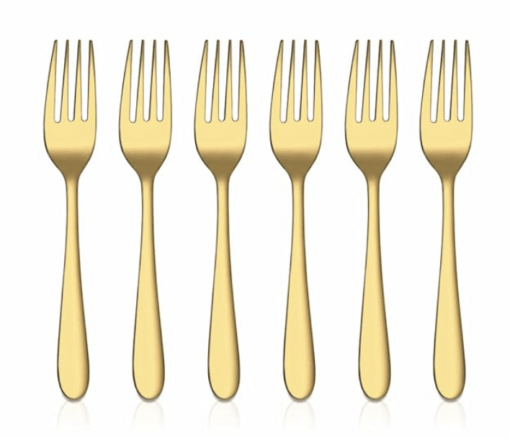 Shri & Sam Stainless Steel Jasmine Gold PVD Coating Tea Fork,6 Pieces